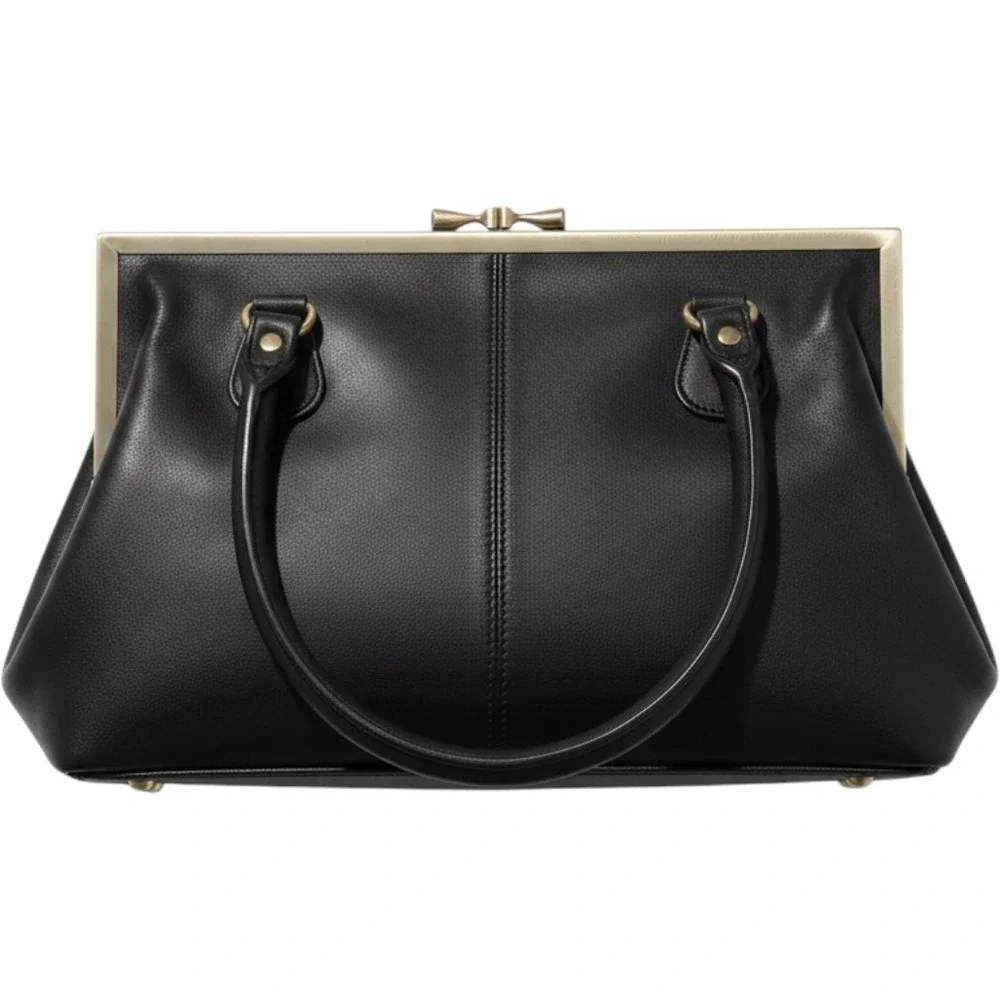 Bougainvillea Zebra Print Faux Fur Satchel Bag Black Faux Leather Kiss Lock